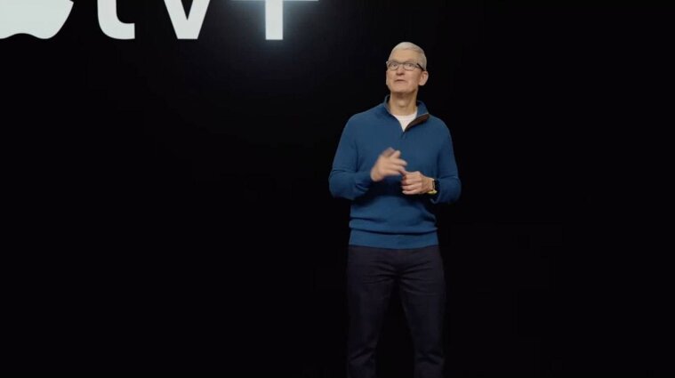 Тім Кук з'явився на презентації Apple у синьому светрі та жовтих Apple Watch