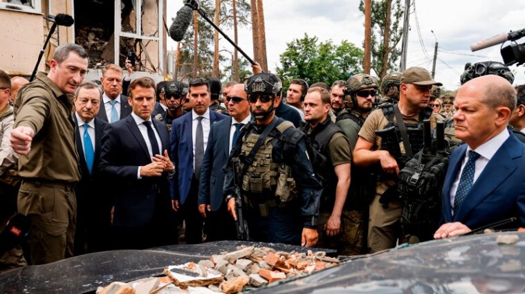 Лидеры Франции, Германии, Румынии и Италии посетили освобожденную от оккупантов Киевщину (фото, видео)