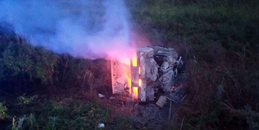 В Запорожье иномарка вылетела в кювет и загорелась: погибло пять человек