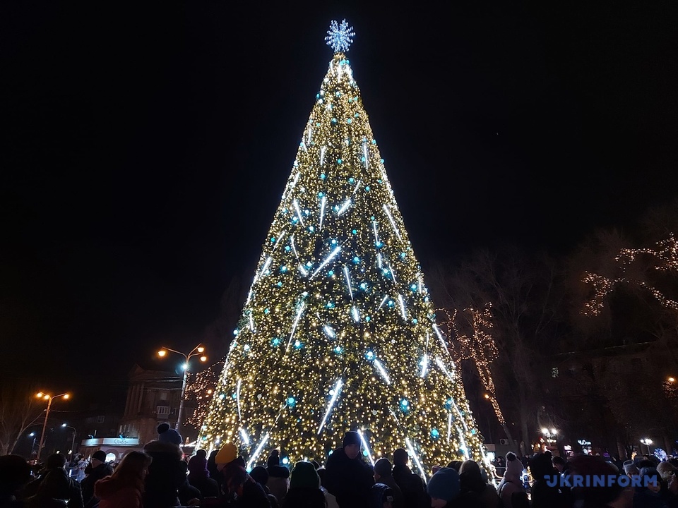 Рождественская елка в Запорожье. Фото: ukrinform.ua
