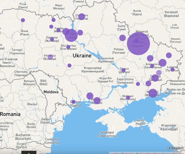 Інтерактивна карта воєнних злочинів рф в Україні / Фото: ukraine.bellingcat.com