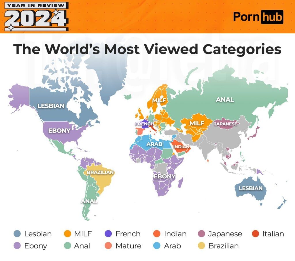 Україна у топ-15: Pornhub підсумував 2024 рік і розкрив найпопулярніші запити