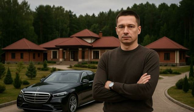 Прокурор на фоне собственного дома и нового элитного автомобиля