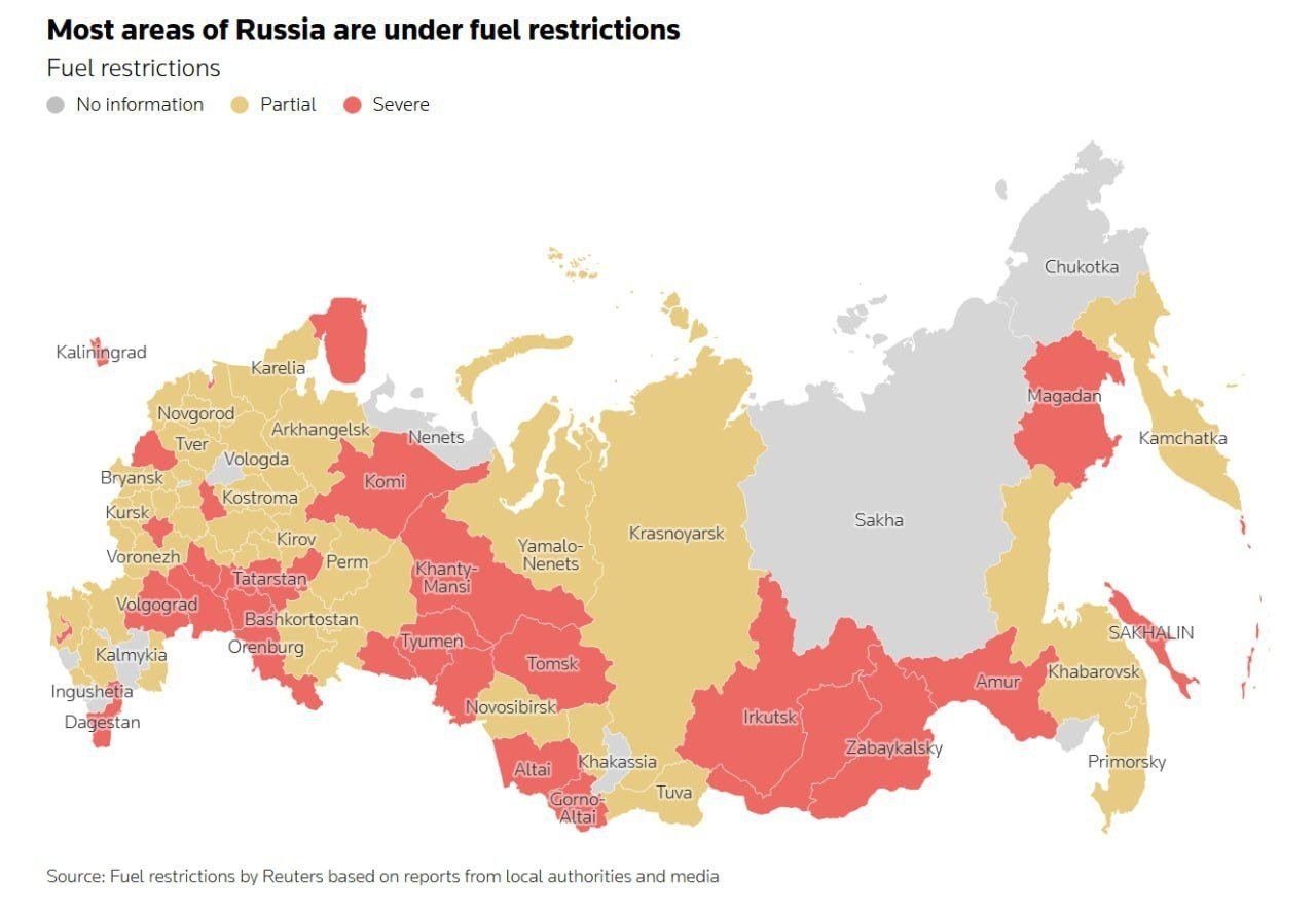 В России обостряется дефицит горючего: в большинстве регионов ввели ограничения на продажу бензина
