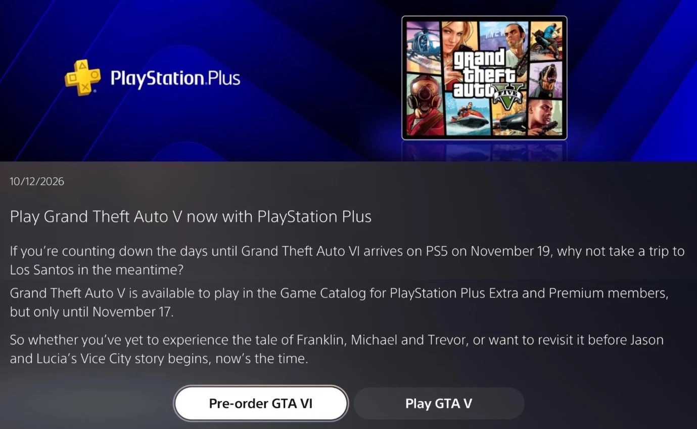 GTA 5 уберут из PlayStation Plus: Sony назвала дату
